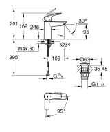 Смеситель для раковины GROHE Eurosmart, S-size, хром (23924003)
