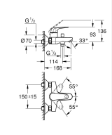 Смеситель для ванны GROHE Euroeco, хром (32743001)