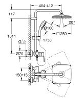 Душевая система GROHE Tempesta Cosmopolitan System 250 CUBE со смесителем для душа, хром (26692000)