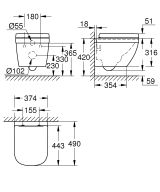 Унитаз GROHE Euro Ceramic подвесной, компактный, с сиденьем с микролифтом, альпин-белый (39693000)