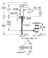 Смеситель для раковины GROHE Essence с донным клапаном, никель глянец (23589BE1)