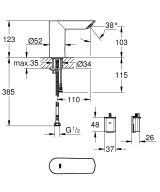 Кран для раковины GROHE BauCosmopolitan E инфракрасный, без функции смешивания, хром (36452000)