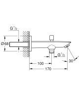 Излив для ванны GROHE BauCosmopolitan с переключателем ванна/душ, хром (13425001)