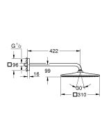 Верхний душ GROHE Rainshower Mono 310 Cube, 9,5 л/мин, 1 режим, 422 мм, хром (26564000)