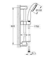 Душевой гарнитур GROHE Tempesta 100 с мыльницей, 2 режима струи, душевая штанга 600 мм, 5,7 л/мин, хром/белый (27926001)