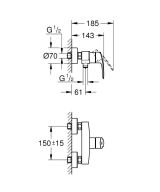 Смеситель для душа GROHE Eurosmart, хром (33555003)