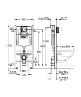 Комплект инсталляции для унитаза, GROHE Rapid SL 3 в 1 с панелью смыва Skate Cosmopolitan, хром (39501000)