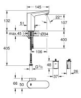 Смеситель для раковины GROHE Eurosmart Cosmopolitan E инфракрасный, M-size, хром (36327002)