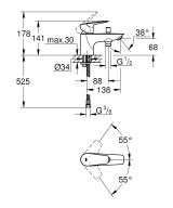 Смеситель для ванны GROHE BauEdge, хром (23562001)