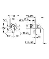 Набор для гигиенического душа скрытого монтажа GROHE BauFlow, хром (NH0001)