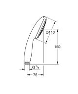 Душевой гарнитур GROHE Tempesta 110, 1 режим струи, душевая штанга 600 мм, 16.6 л/мин, хром (27853003)