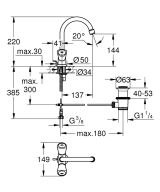 Смеситель для раковины GROHE Costa S, хром (21257001)