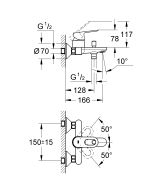 Смеситель для ванны GROHE Start Loop, настенный монтаж, хром (23355000)