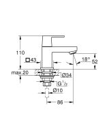 Кран для раковины GROHE Eurocube, без функции смешивания, хром (23137000)