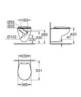 Унитаз GROHE Bau Ceramic подвесной ободковый с сиденьем без микролифта, альпин-белый (39497000)