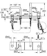 Смеситель для ванны GROHE Essence на 4 отверстия, на край ванны, холодный рассвет глянец (19578GL1)