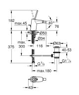Смеситель для биде GROHE Eurodisc Joy с донным клапаном, хром (24036000)