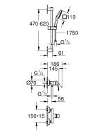 Смеситель для душа GROHE Cubeo с душевым гарнитуром, матовый черный (1018252430)