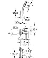 Смеситель для ванны GROHE Cubeo с душевым гарнитуром, черный матовый (1018142430)