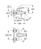 Смеситель для ванны GROHE Eurosmart, матовый черный (333002433)