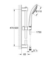 Душевой гарнитур GROHE QuickFix Vitalio Joy 110 Duo, 2 режима струи, душевая штанга 600 мм, 9,5 л/мин, хром (27326000)