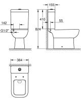 Смывной бачок GROHE Bau Edge Ceramic, наполнение снизу (39861000)