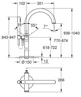 Внешняя часть смесителя для ванны GROHE Atrio напольного монтажа, суперсталь (32653DC3)