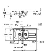 Мойка GROHE K200 60-S 96.5/50 1.5 оборачиваемая с корзинчатым вентилем, нержавеющая сталь (31564SD1)