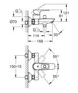 Смеситель для ванны GROHE BauLoop, хром (23602001/U1), уцененный товар