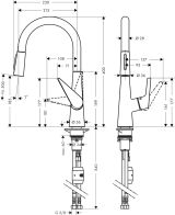 Смеситель для кухонной мойки hansgrohe Talis M51 200, с вытяжным душем 2jet 72813000, хром