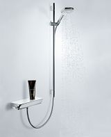 Душевой гарнитур hansgrohe Raindance Select E 120 3jet со штангой 90 см и мыльницей 26621400, белый/хром