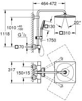Душевая система GROHE Rainshower SmartActive 310 Cube с термостатом для душа, суперсталь (26837DC0)