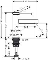 Кран для холодной воды hansgrohe Finoris 100, без сливного гарнитура 76013670, матовый черный