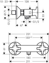 Смеситель для душа hansgrohe Logis Classic внешнего монтажа 71260000, хром