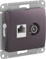 Розетка двойная ТВ + компьютерная RJ45 Systeme Electric (Schneider Electric) Glossa, сиреневый туман GSL001489