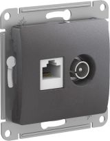 Розетка двойная ТВ + компьютерная RJ45 Systeme Electric (Schneider Electric) Glossa, графит GSL001389