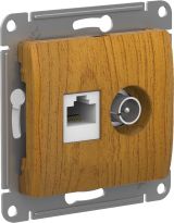 Розетка двойная ТВ + компьютерная RJ45 Systeme Electric (Schneider Electric) Glossa, дерево дуб GSL000589
