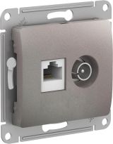 Розетка двойная ТВ + компьютерная RJ45 Systeme Electric (Schneider Electric) Glossa, платина GSL001289