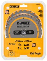 Пильный диск по дереву DEWALT DT90270, 165х20х1 мм, 2 шт. (DT90270-QZ)