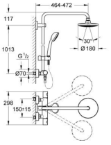 Душевая система GROHE Vitalio System 180 с термостатом для душа, хром (27298000)
