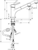 Смеситель для кухонной мойки hansgrohe Talis M52 170, для водонагревателей открытого типа, с вытяжным душем 2jet 32842000, хром