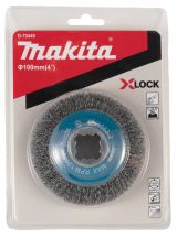 Щетка проволочная конусная Makita X-lock (d100 мм, толщина проволоки 0, 3 мм, гофрированная, металл), D-73449