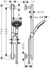 Душевой гарнитур hansgrohe Raindance Select S 120 3jet со штангой 65 см 26320400, белый/хром