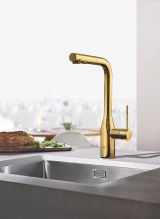 Смеситель для кухни GROHE Essence с вытяжным душем, холодный рассвет глянец (30270GL0)