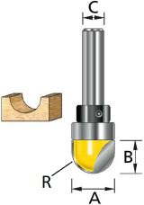 Фреза пазовая галтельная Makita 6R 12х16х8х38х2Т, хвост. подшипник, D-11134