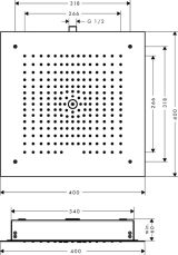 Верхний душ hansgrohe Raindance E 400 1jet с потолочным креплением скрытого монтажа 26252000, хром