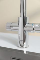 Смеситель для кухонной мойки GROHE Blue Pure BauCurve с функцией фильтрации, без фильтра в комплекте, хром (30580000)