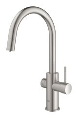 Смеситель для кухонной мойки GROHE Blue Home с системой фильтрации, охлаждения и газирования воды, Wi-Fi, суперсталь (31541DC0)