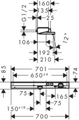 Термостат для ванны hansgrohe ShowerTablet Select 700 внешнего монтажа на 2 потребителя 13183400, белый/хром