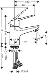 Смеситель для раковины hansgrohe Novus Loop 70, со сливным гарнитуром 71080000, хром